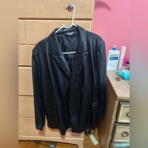 Primark Black Faux Leather Blazer